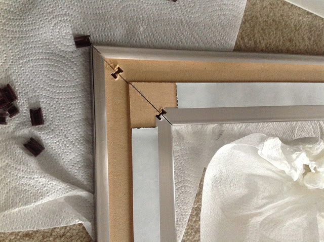 Stand assembled Mirror Mate frame up and wipe excess glue off  