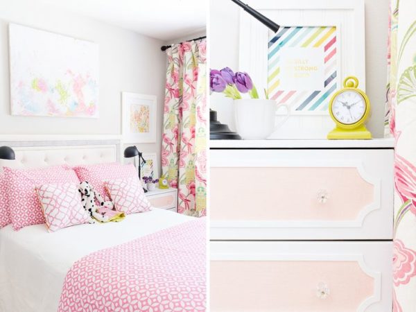 august joy studio, malm,3 drawer, dresser, pink